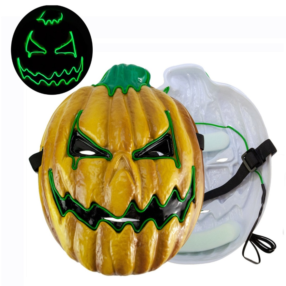 Halloween Pumpkin Mask Led Glow Lightup Scary Mask